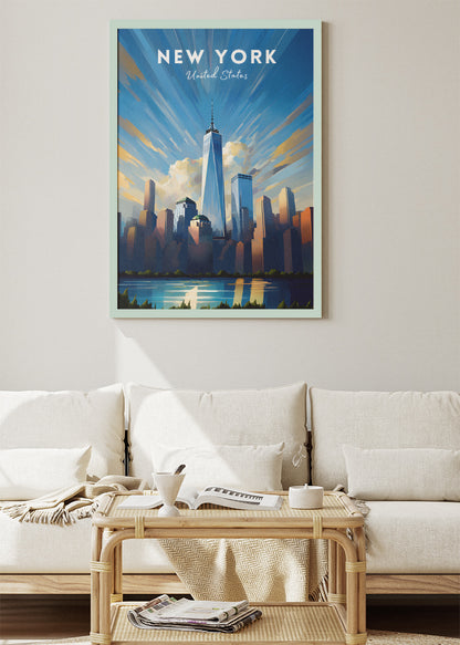 New York United States Poster & Canvas Print – One World Trade Center Skyline Illustration