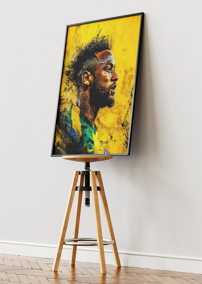 Neymar Brazil Expressive Portrait Wall Art | Iconic Football Legend Poster & Canvas