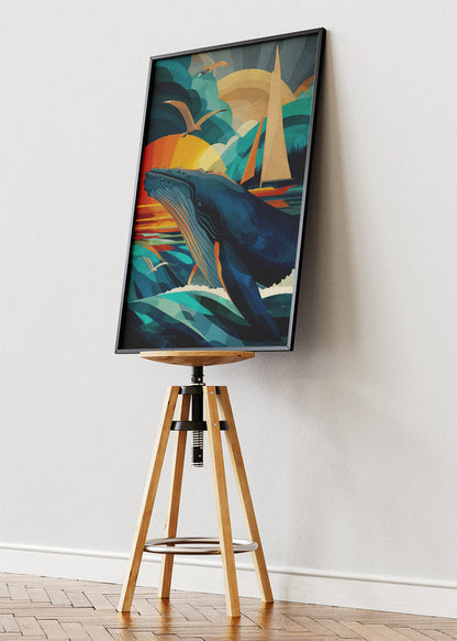 Ocean Majesty Whale Canvas Print & Poster – Sunset Sea Wall Art