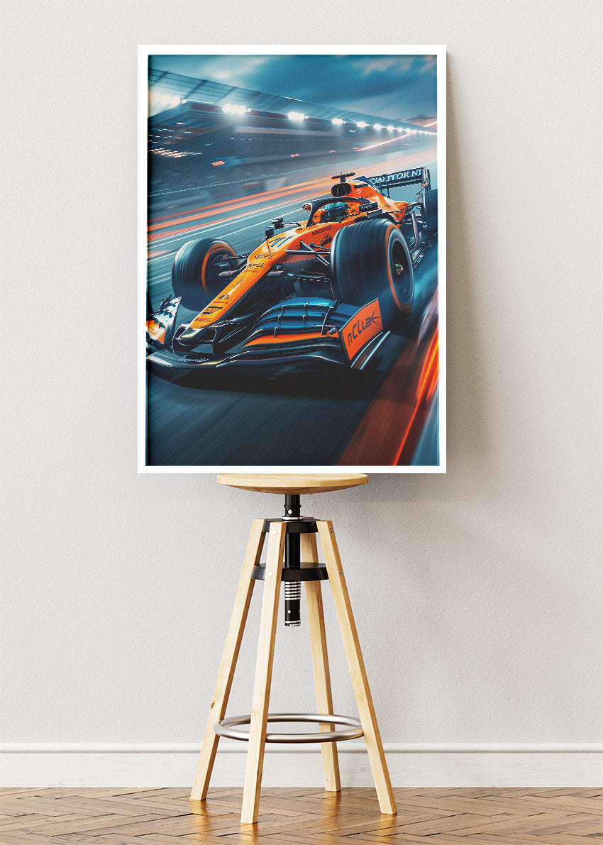Orange Formula 1 Racing Car Track Poster Canvas & Print – AI PRINT LAB