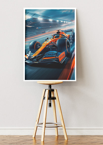 Orange Formula 1 Racing Car Track Poster Canvas & Print – AI PRINT LAB