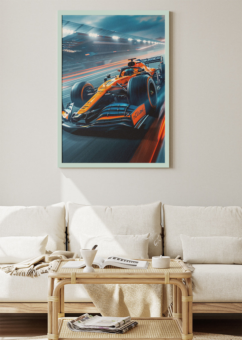Orange Formula 1 Racing Car Track Poster Canvas & Print – AI PRINT LAB