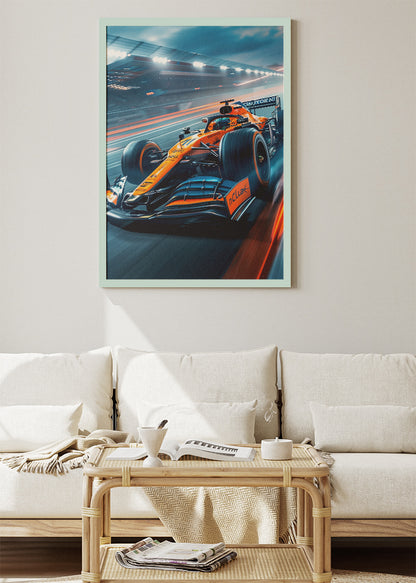 Orange Formula 1 Racing Car Track Poster Canvas & Print – AI PRINT LAB