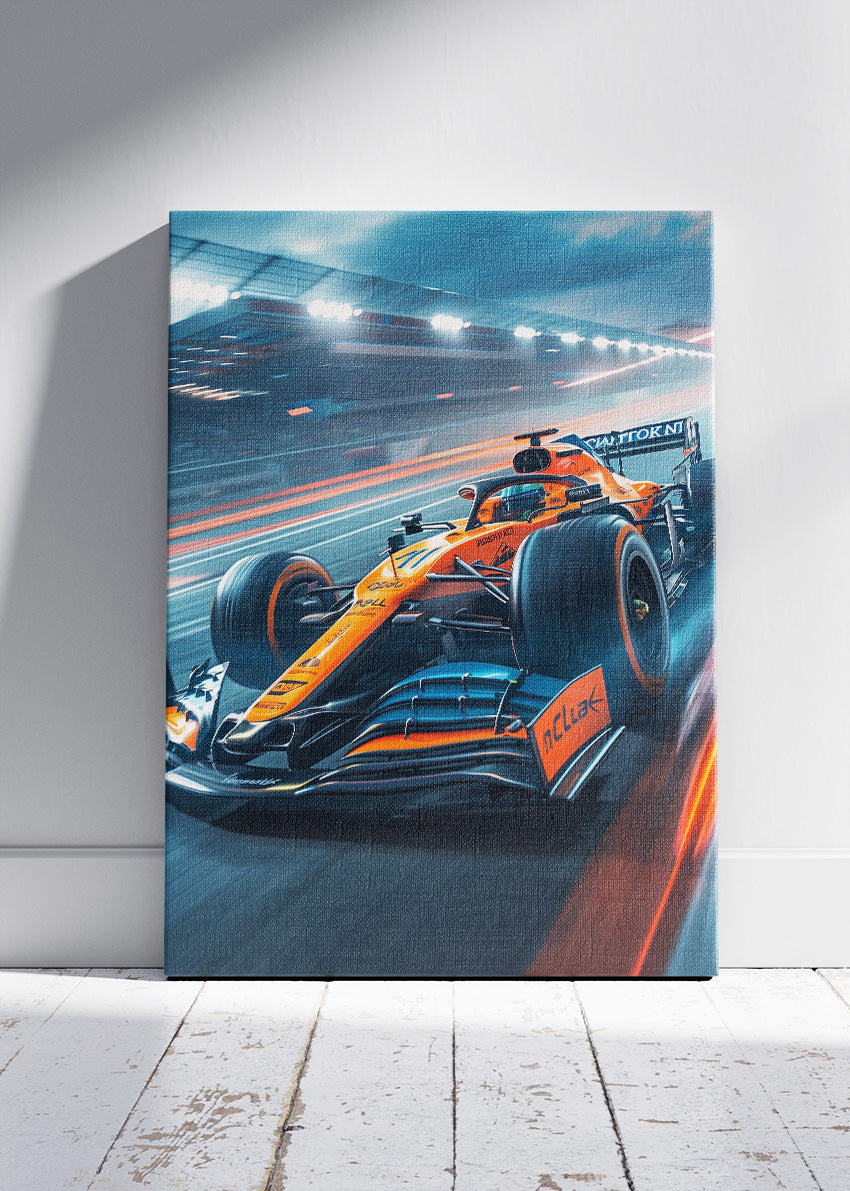 Orange Formula 1 Racing Car Track Poster Canvas & Print – AI PRINT LAB