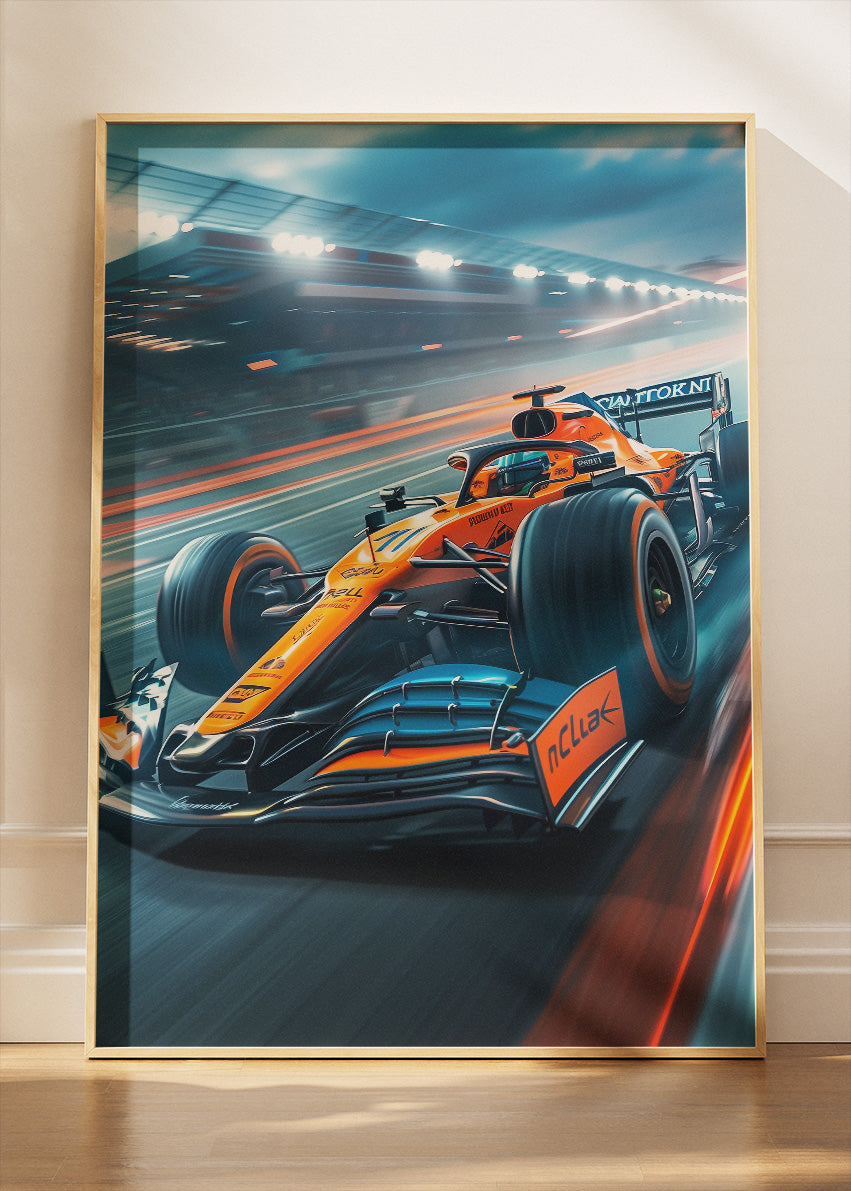 Orange Formula 1 Racing Car Track Poster Canvas & Print – AI PRINT LAB