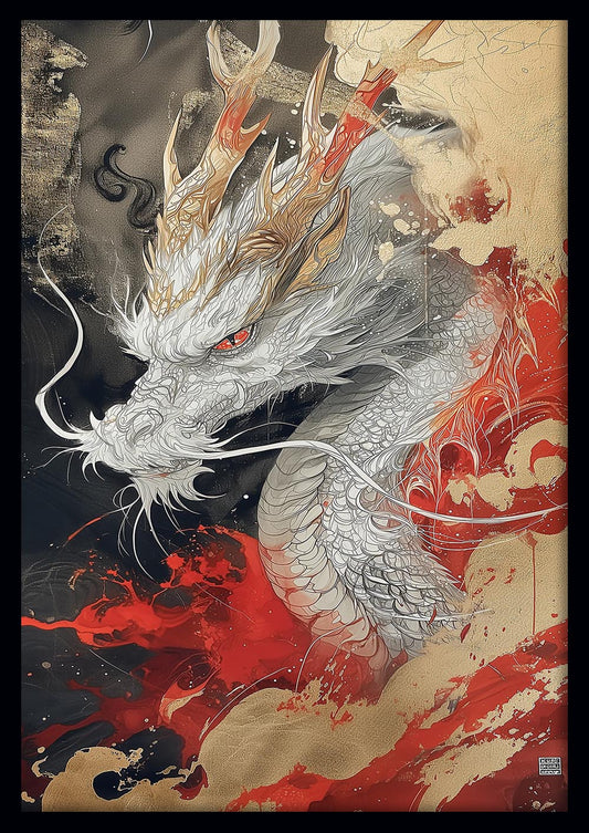 Oriental White Dragon Canvas Print & Poster – T608 – AiPrintLab