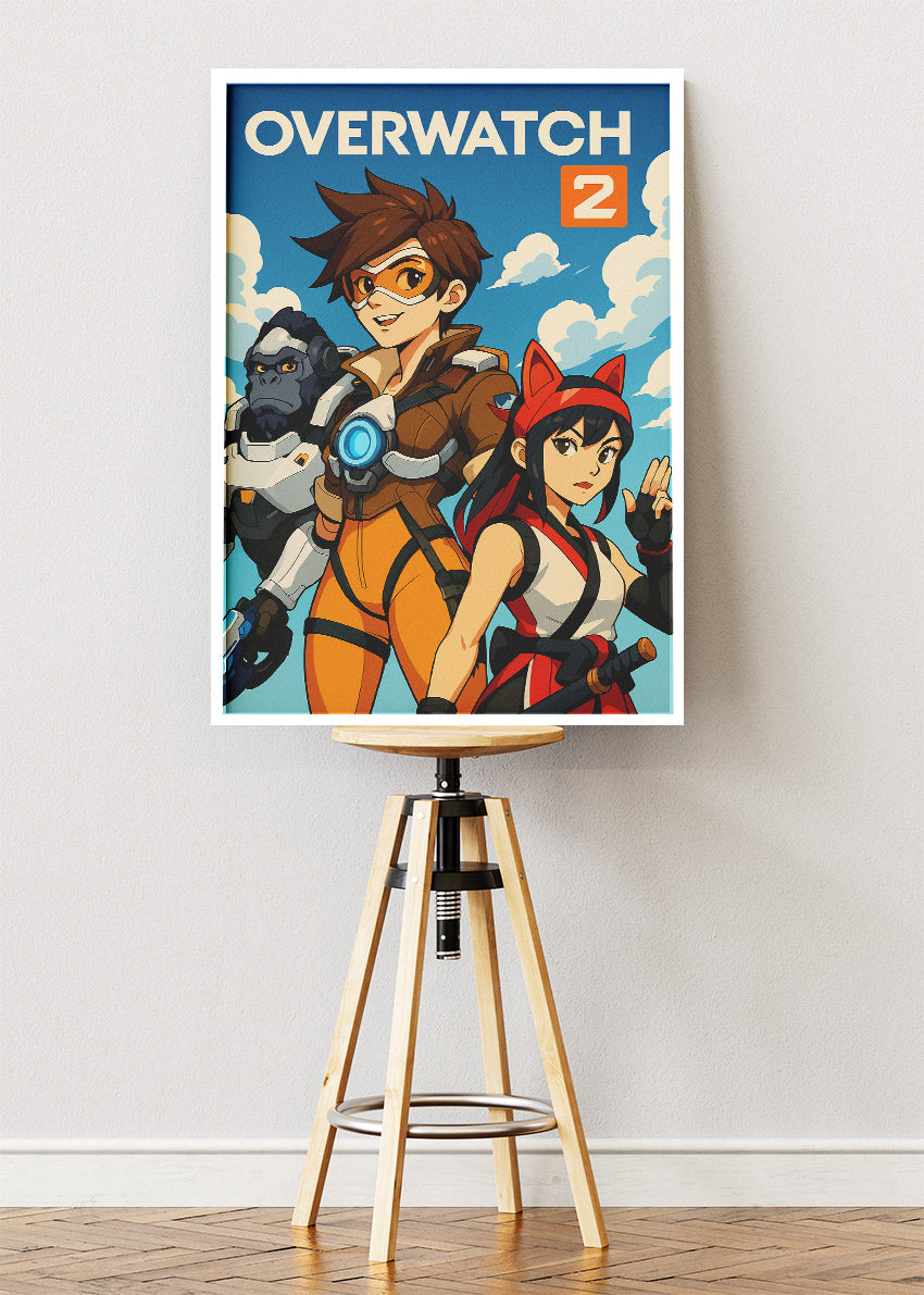 Overwatch 2 Wall Art – Stylised Hero Team Gaming Poster & Canvas