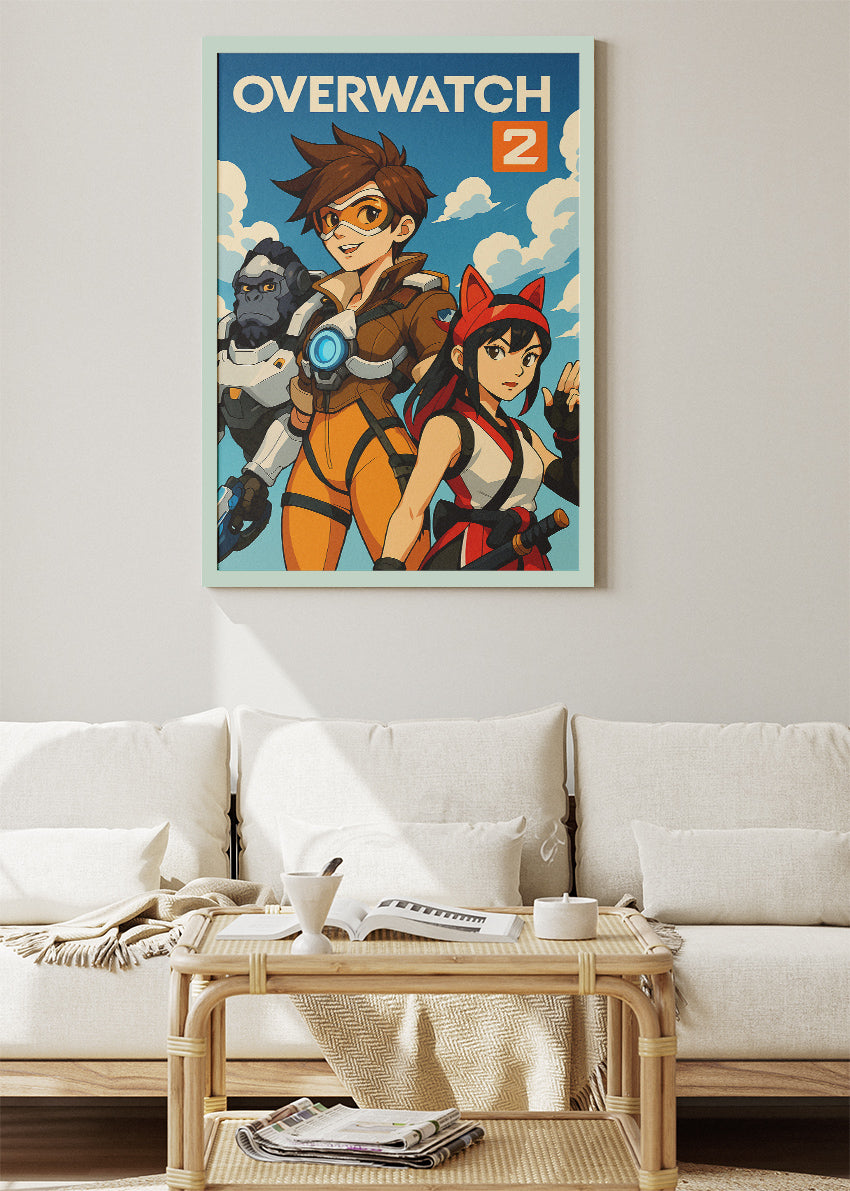 Overwatch 2 Wall Art – Stylised Hero Team Gaming Poster & Canvas