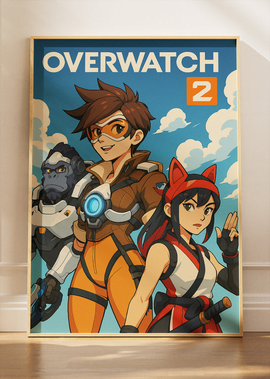 Overwatch 2 Wall Art – Stylised Hero Team Gaming Poster & Canvas