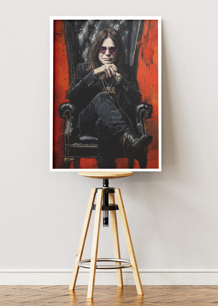Ozzy Osbourne Portrait Art Print – Rock Legend Throne Artwork Poster & Canvas