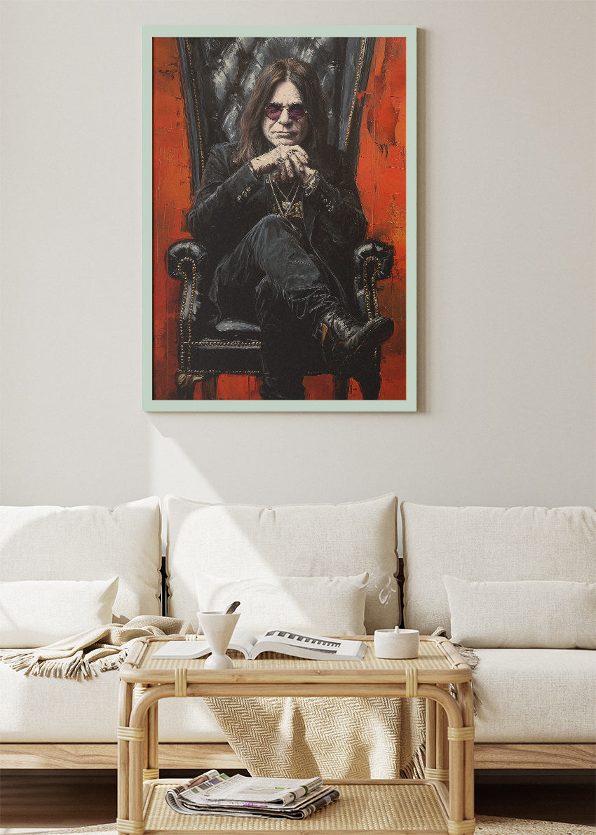 Ozzy Osbourne Portrait Art Print – Rock Legend Throne Artwork Poster & Canvas