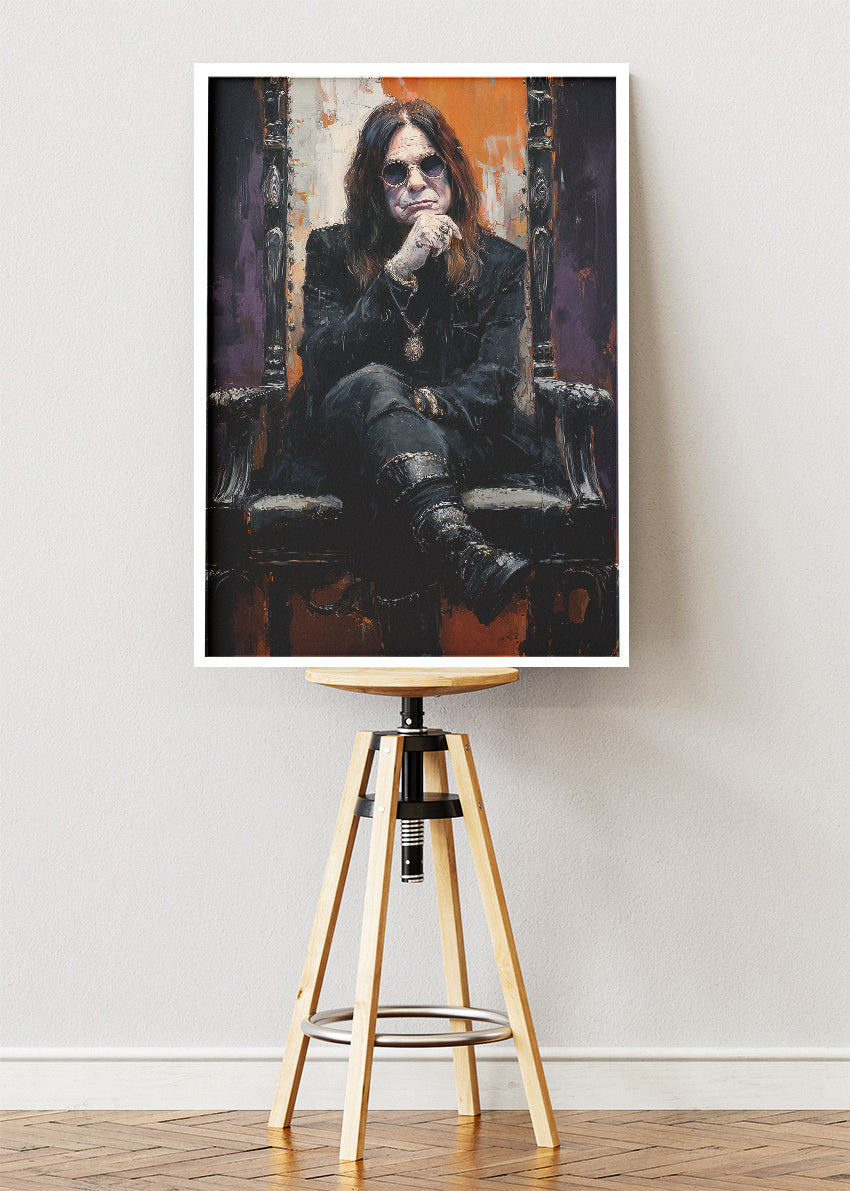 Ozzy Osbourne Rock Icon Throne Portrait Wall Art Poster & Canvas Print