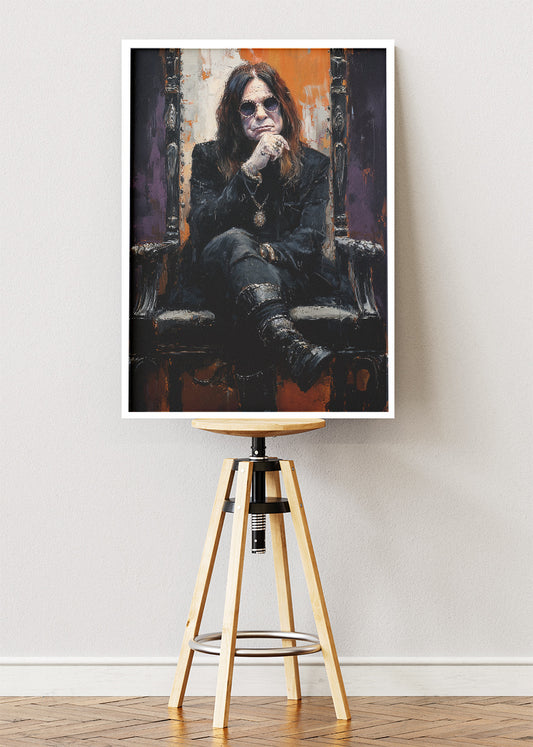 Ozzy Osbourne Rock Icon Throne Portrait Wall Art Poster & Canvas Print