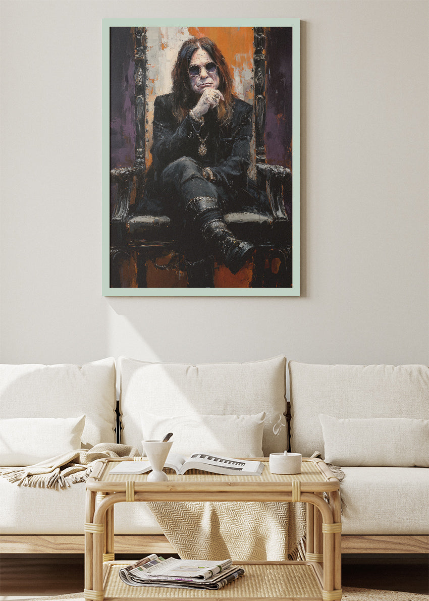 Ozzy Osbourne Rock Icon Throne Portrait Wall Art Poster & Canvas Print