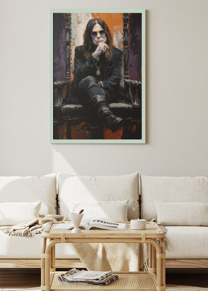 Ozzy Osbourne Rock Icon Throne Portrait Wall Art Poster & Canvas Print