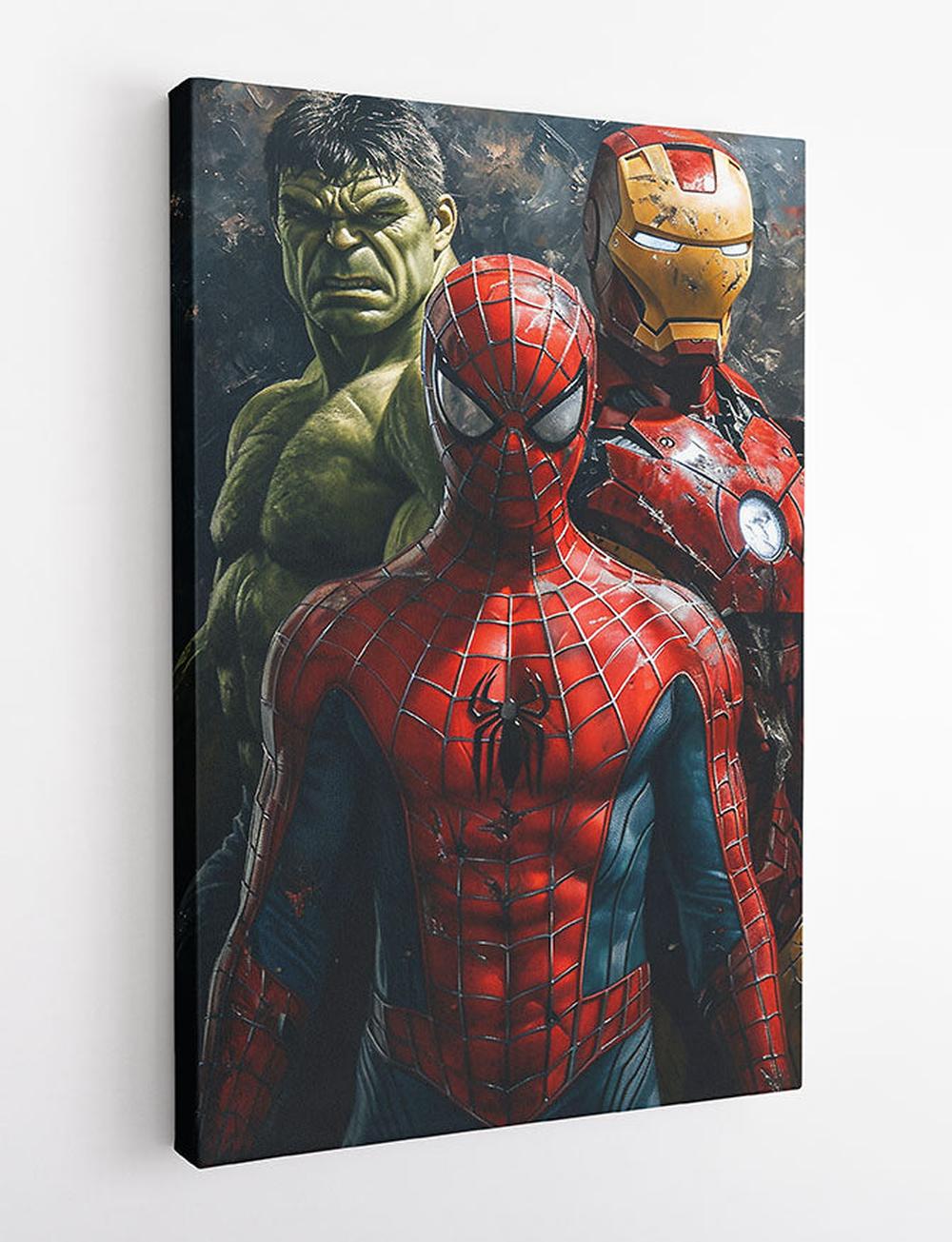 P326 – Spiderman , Hulk, Ironman Canvas Art Prints, Posters, and Wall Art – Superhero Collection