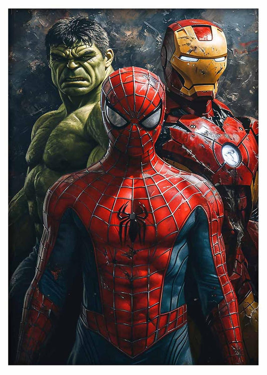 P326 – Spiderman , Hulk, Ironman Canvas Art Prints, Posters, and Wall Art – Superhero Collection