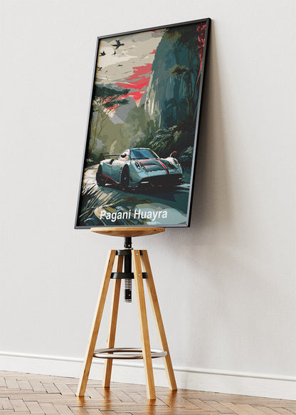 Pagani Huayra Exotic Landscape Canvas Print & Poster – Luxury Hypercar Wall Art – AI PRINT LAB
