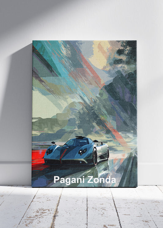 Pagani Zonda Abstract Motion Canvas Print & Poster – Modern Hypercar Wall Art – AI PRINT LAB