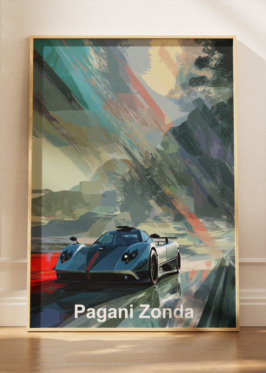 Pagani Zonda Abstract Motion Canvas Print & Poster – Modern Hypercar Wall Art – AI PRINT LAB