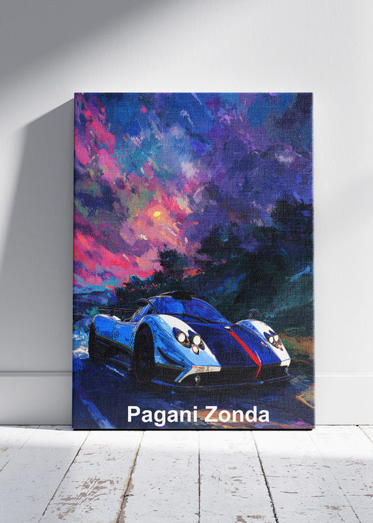 Pagani Zonda Artistic Sunset Canvas Print & Poster – Luxury Hypercar Wall Art – AI PRINT LAB