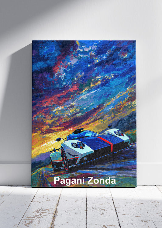 Pagani Zonda Sunset Canvas Print & Poster – Luxury Hypercar Wall Art – AI PRINT LAB