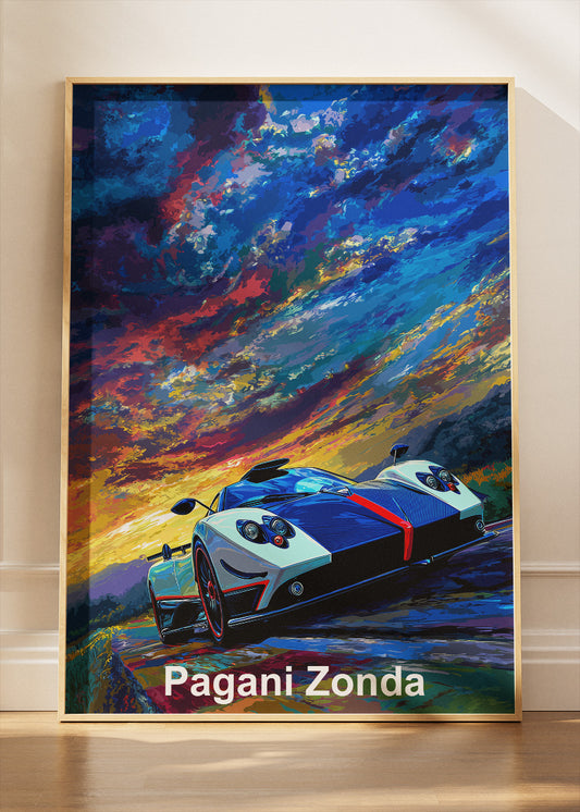 Pagani Zonda Sunset Canvas Print & Poster – Luxury Hypercar Wall Art – AI PRINT LAB