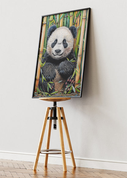 Panda Bear Art Print & Canvas – Cute Panda Wall Art with Bamboo Illustration
