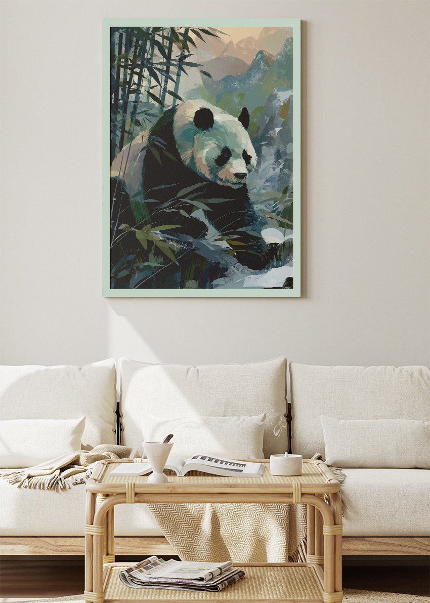 Panda Wall Art Print & Canvas – Modern Bamboo Wildlife Artwork