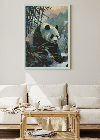 Panda Wall Art Print & Canvas – Modern Bamboo Wildlife Artwork