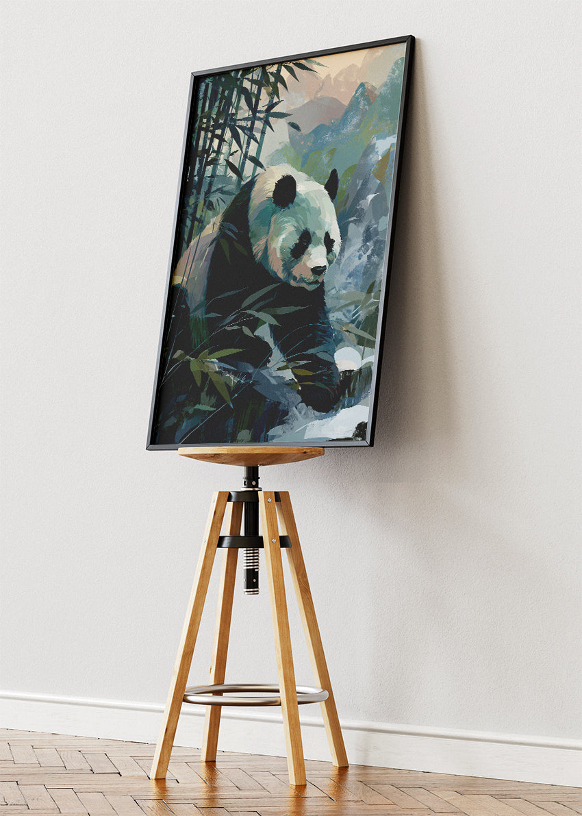 Panda Wall Art Print & Canvas – Modern Bamboo Wildlife Artwork