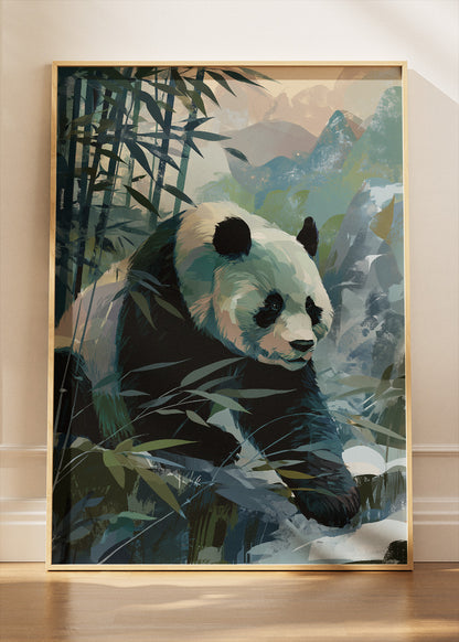 Panda Wall Art Print & Canvas – Modern Bamboo Wildlife Artwork