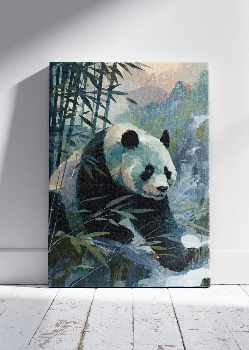Panda Wall Art Print & Canvas – Modern Bamboo Wildlife Artwork