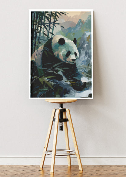 Panda Wall Art Print & Canvas – Modern Bamboo Wildlife Artwork