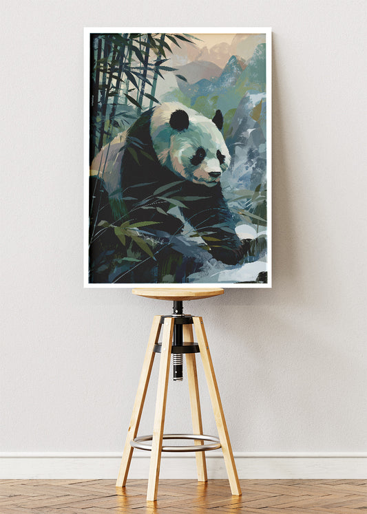 Panda Wall Art Print & Canvas – Modern Bamboo Wildlife Artwork