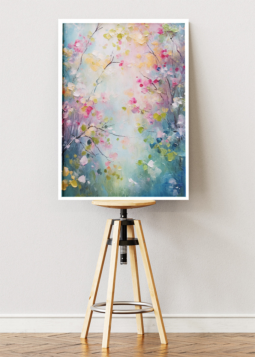 Pastel Blossom Garden Abstract Floral Canvas & Poster Print – AI PRINT LAB