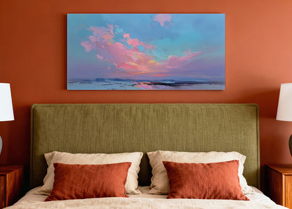 Pastel Horizon Abstract Sunset Canvas Wall Art – Single & 3 Panel Split – AI PRINT LAB