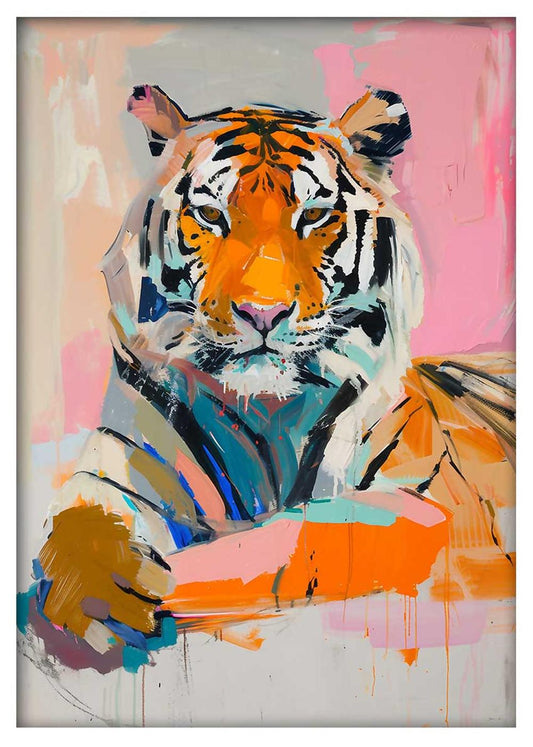 Pastel Pop Tiger – Modern Abstract Jungle Canvas Art – T850 – AiPrintLab