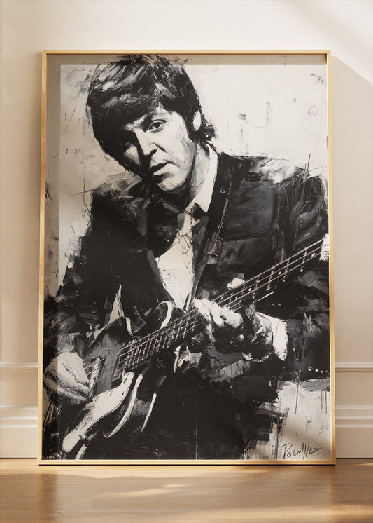 Paul McCartney Inspired Portrait Wall Art – Vintage Rock Bassist Poster & Canvas