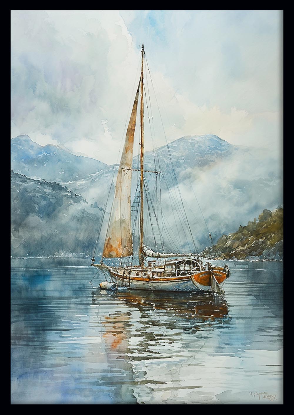 Peaceful Sailboat Canvas Wall Art & Poster – T1375 – AI Print Lab