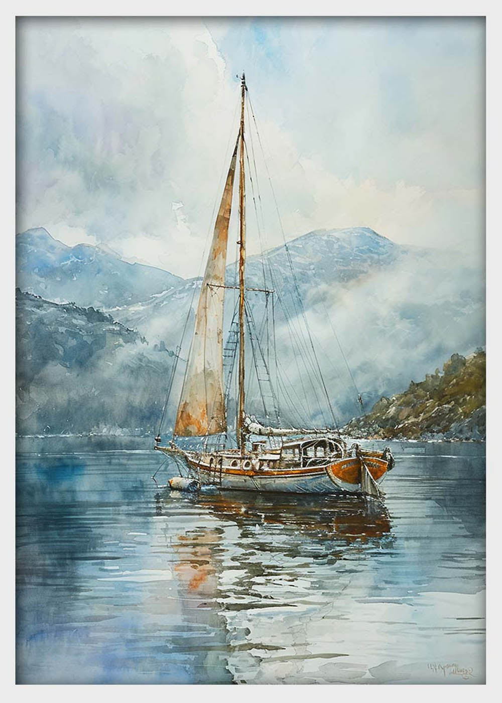 Peaceful Sailboat Canvas Wall Art & Poster – T1375 – AI Print Lab