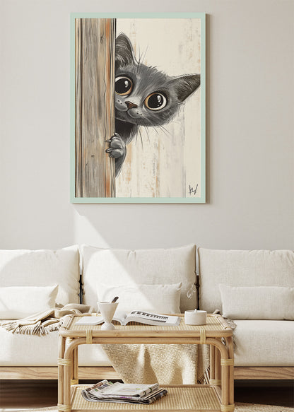 Peekaboo Kitten Canvas Print & Poster – Cute Cat Wall Art