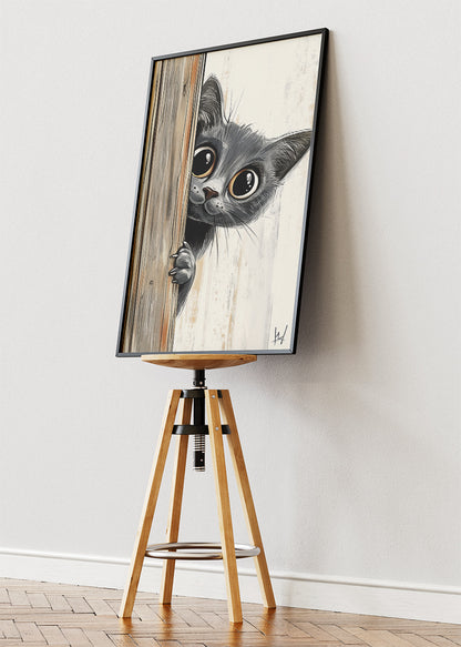 Peekaboo Kitten Canvas Print & Poster – Cute Cat Wall Art