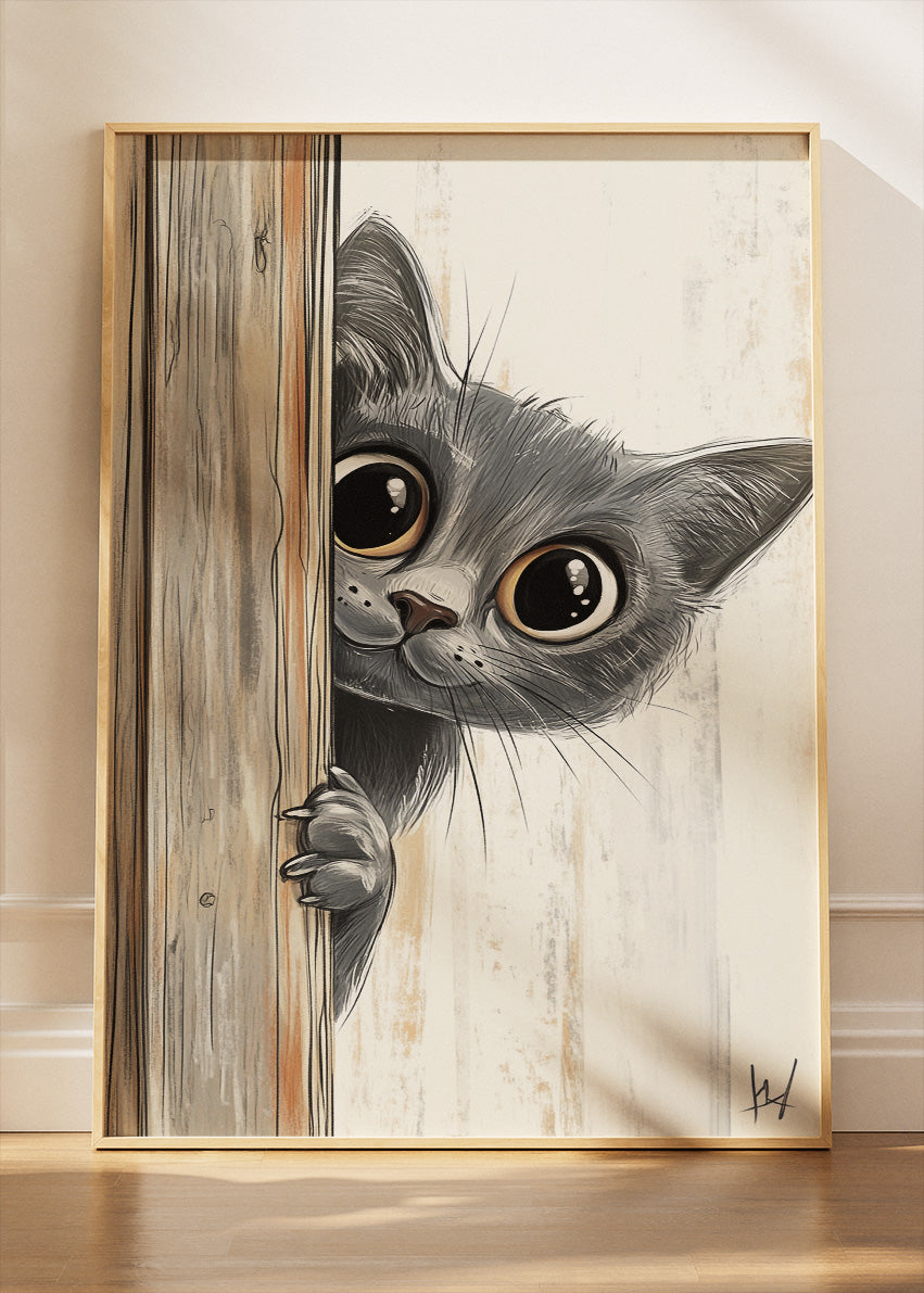 Peekaboo Kitten Canvas Print & Poster – Cute Cat Wall Art