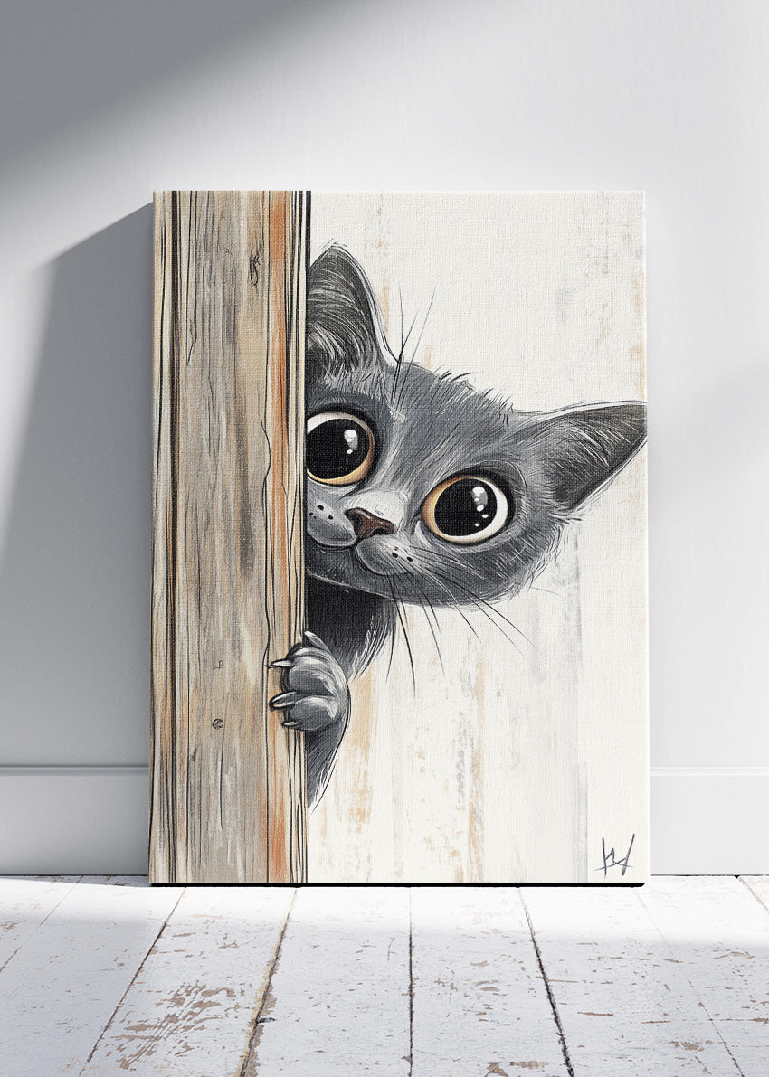 Peekaboo Kitten Canvas Print & Poster – Cute Cat Wall Art