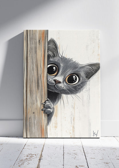 Peekaboo Kitten Canvas Print & Poster – Cute Cat Wall Art