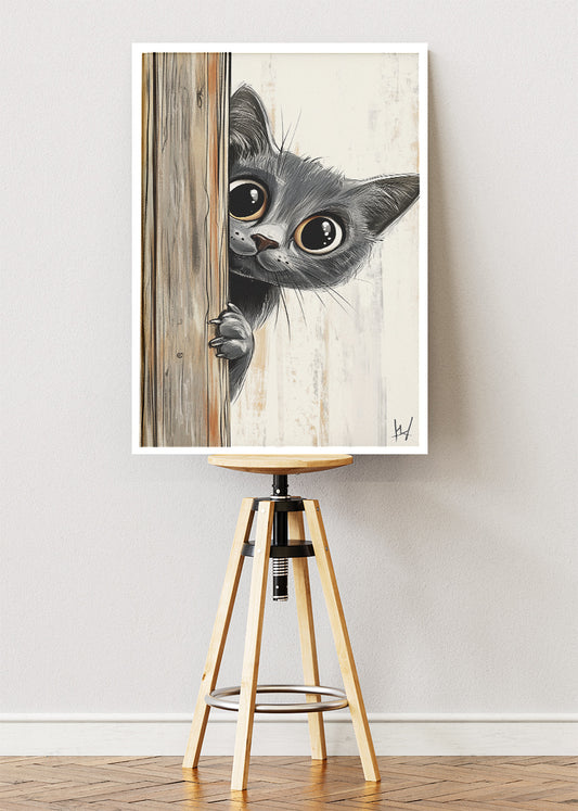 Peekaboo Kitten Canvas Print & Poster – Cute Cat Wall Art