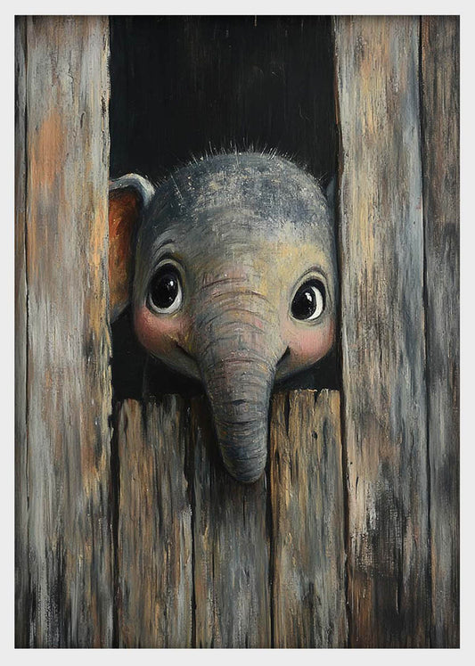 Peeking Baby Elephant Canvas Wall Art & Poster Print | Adorable Animal Nursery Decor – T1320 – AiPrintlab