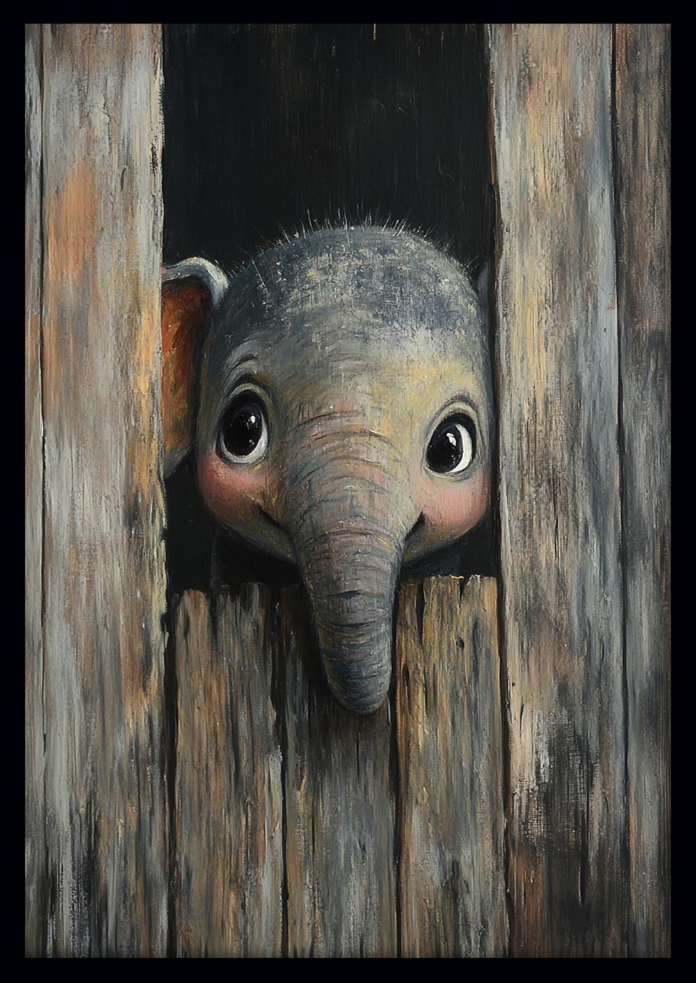 Peeking Baby Elephant Canvas Wall Art & Poster Print | Adorable Animal Nursery Decor – T1320 – AiPrintlab 1