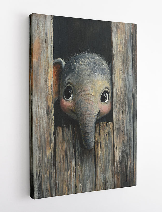 Peeking Baby Elephant Canvas Wall Art & Poster Print | Adorable Animal Nursery Decor – T1320 – AiPrintlab 2